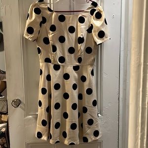 Ark & Co size Large ivory and black polka dots dress